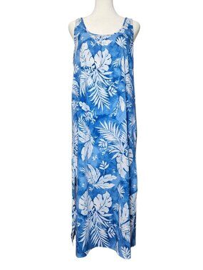 Lauren Ralph Lauren Black Label Midi Dress Small Sleeveless Tropical Blue Floral